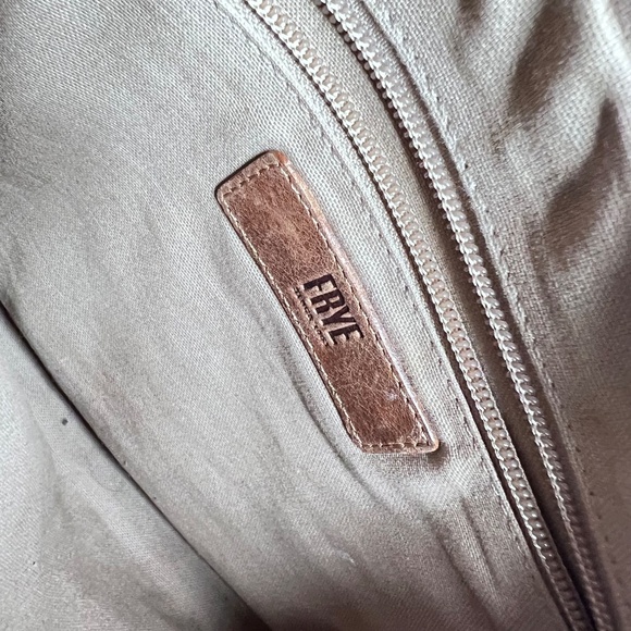 Frye Melissa Cognac Zip Crossbody Bag Purse Brown Leather - Picture 5 of 7